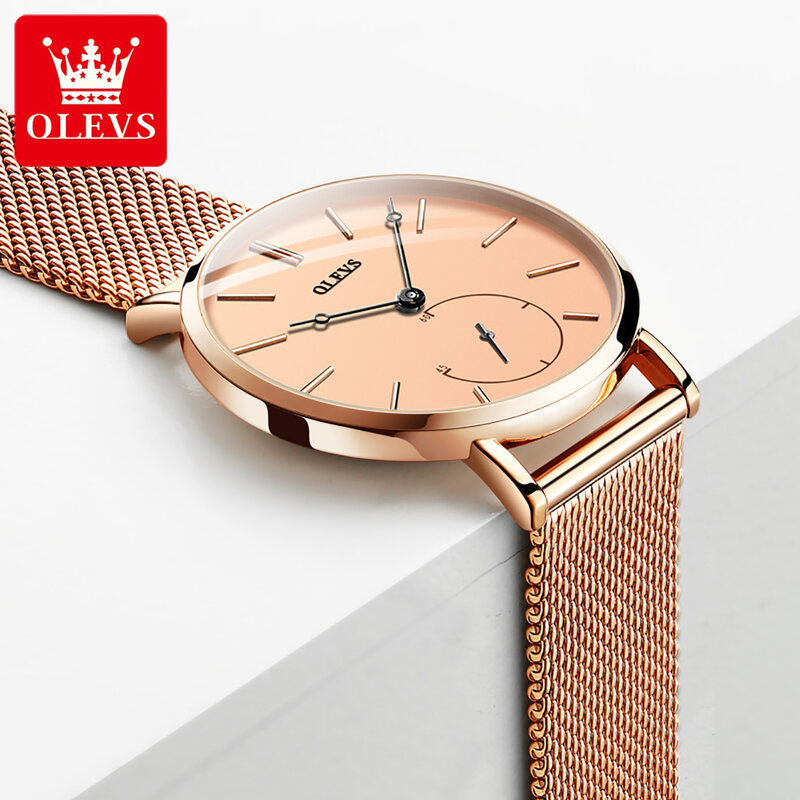 OLEVS Fashion super-cienki modny luksusowy zegarek dla kobiet wodoodporny zegarek kwarcowy ze stali nierdzewnej stalowy pasek kobiet