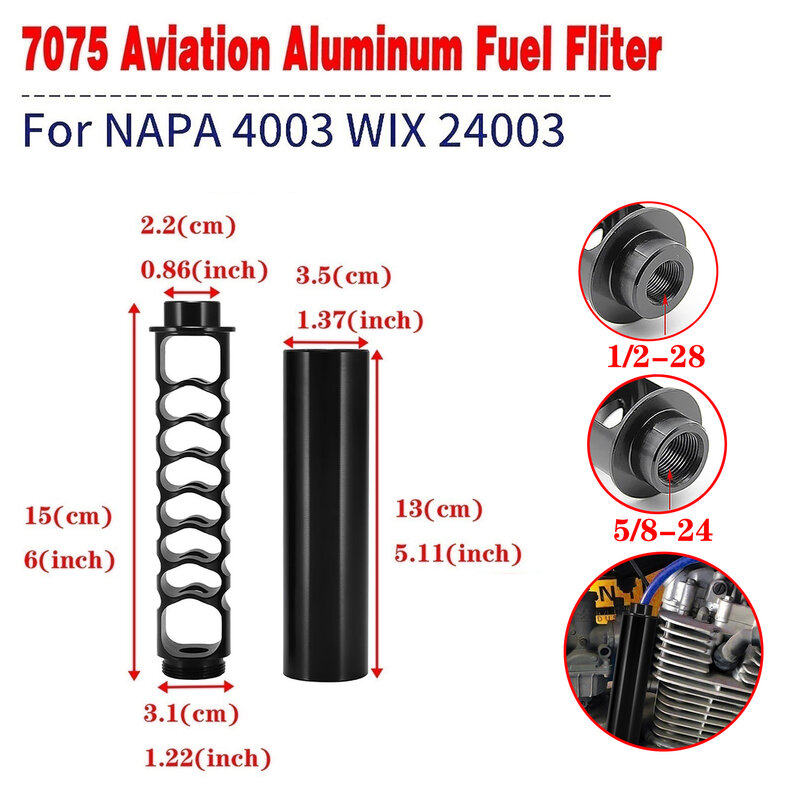Nuovo filtro carburante da 6 pollici 10 pollici 12 pollici accessori in alluminio per moto 1/2-28 5/8-24