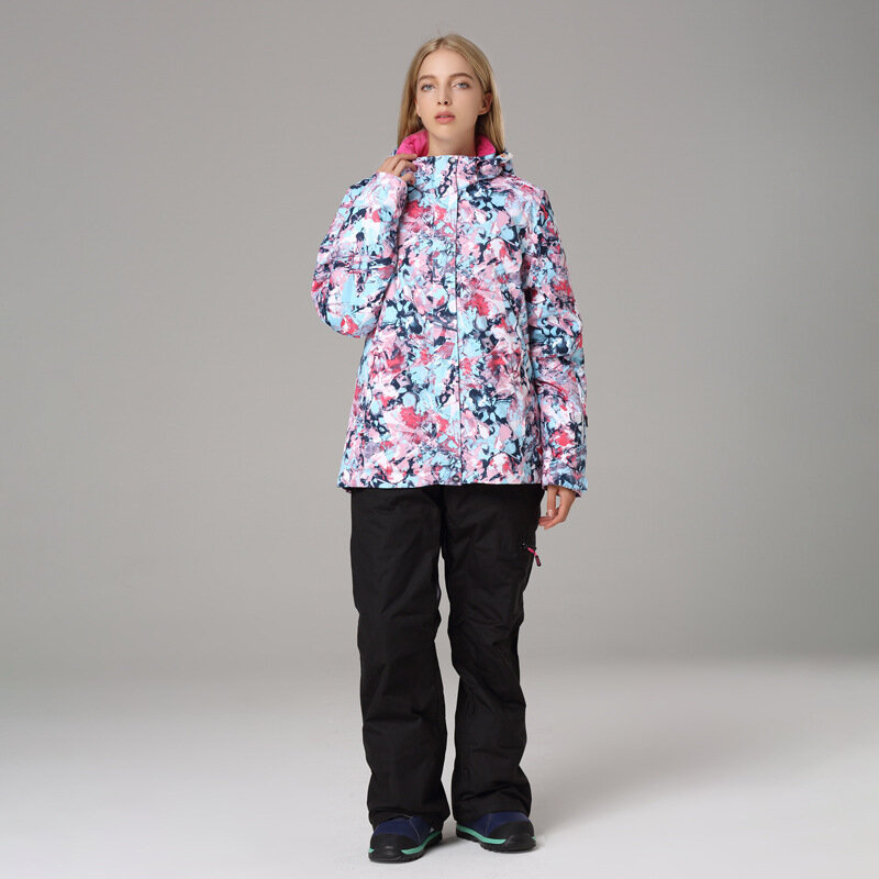 Komplet garniturów narciarska SEARIPE damska odzież termiczna wiatrówka wodoodporna zimowa ciepła kurtka płaszcze snowboardowe spodnie sprzęt zewnętrzny