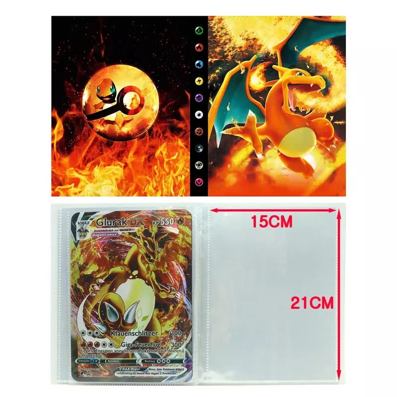 Pokemon Giant Card 21*15cm Large Album Vmax GX Pikachu Arceus Charizard Lucario Flash Rainbow Collection Card Folder Gift