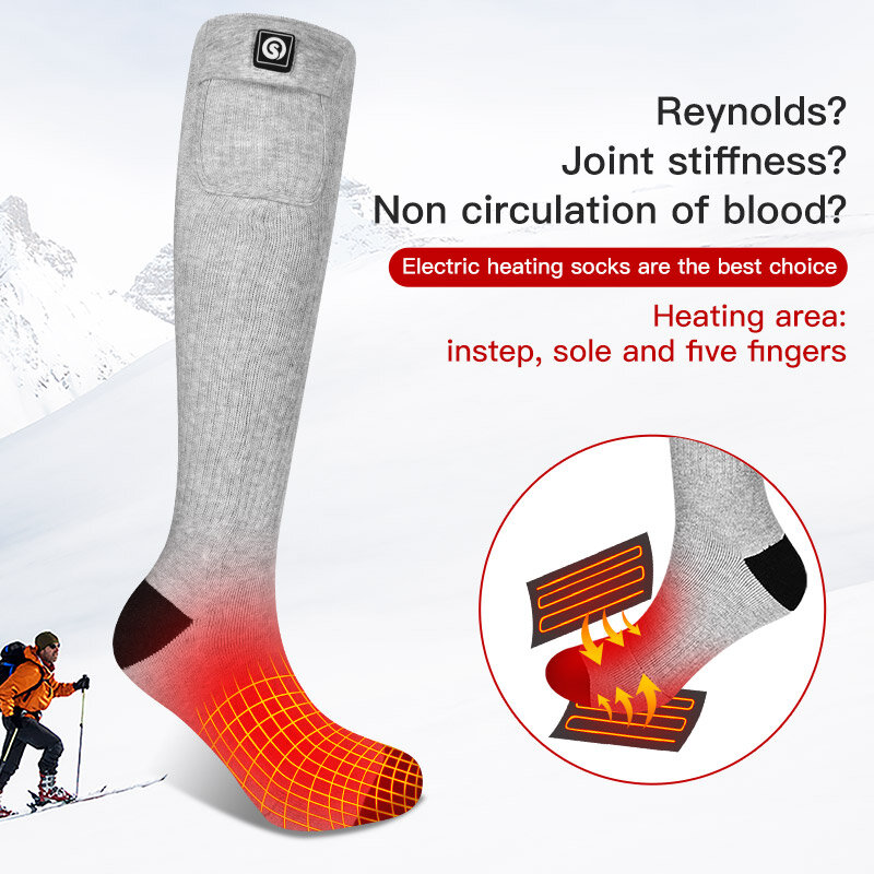 SNOW DEER-Calcetines térmicos para hombre y mujer, calcetín eléctrico con calefacción y batería recargable para snowboard, para invierno