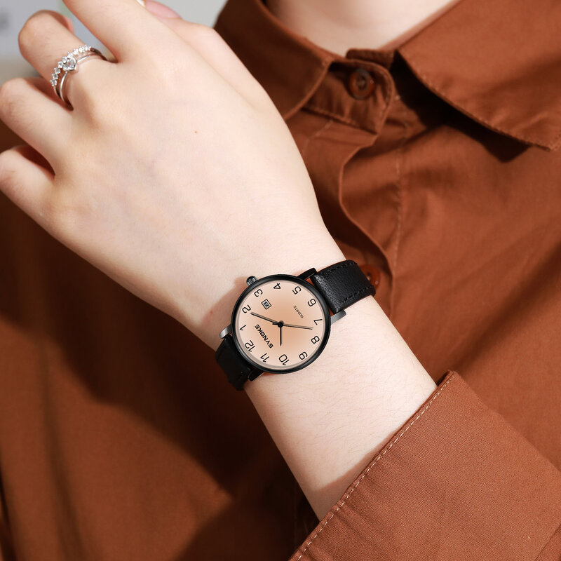 นาฬิกาควอตซ์แฟชั่นหรูหรากันน้ำสายหนัง Jam Tangan pasangan หรูหราสำหรับผู้หญิงของขวัญนาฬิกาคู่รักของขวัญ