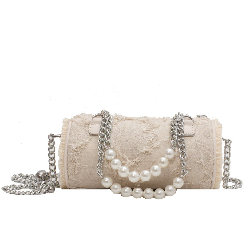 Wysokiej jakości damska perła łańcuszkowa torba na ramię 2021 New Fashion ręczna torebka hot-sprzedaży torba listonoszka do ręki torba Cylinder