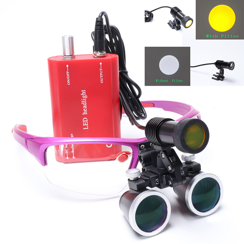 Dental Binocular Magnifier 3.5X Optical 5W Dental Led Light Surgical Lamp Surgical Headlight Lab Equipment