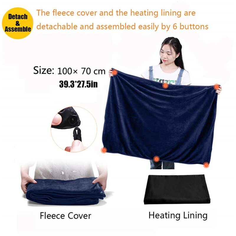 Зимняя шаль с подогревом USB, теплое портативное электрическое одеяло
