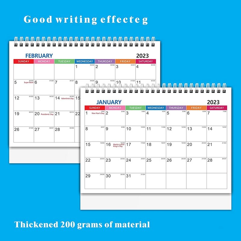 Calendario pequeño de escritorio 2023, diseños mensuales coloridos de 9 pulgadas X 7,3 pulgadas, para planificar y organizar para el hogar o la oficina