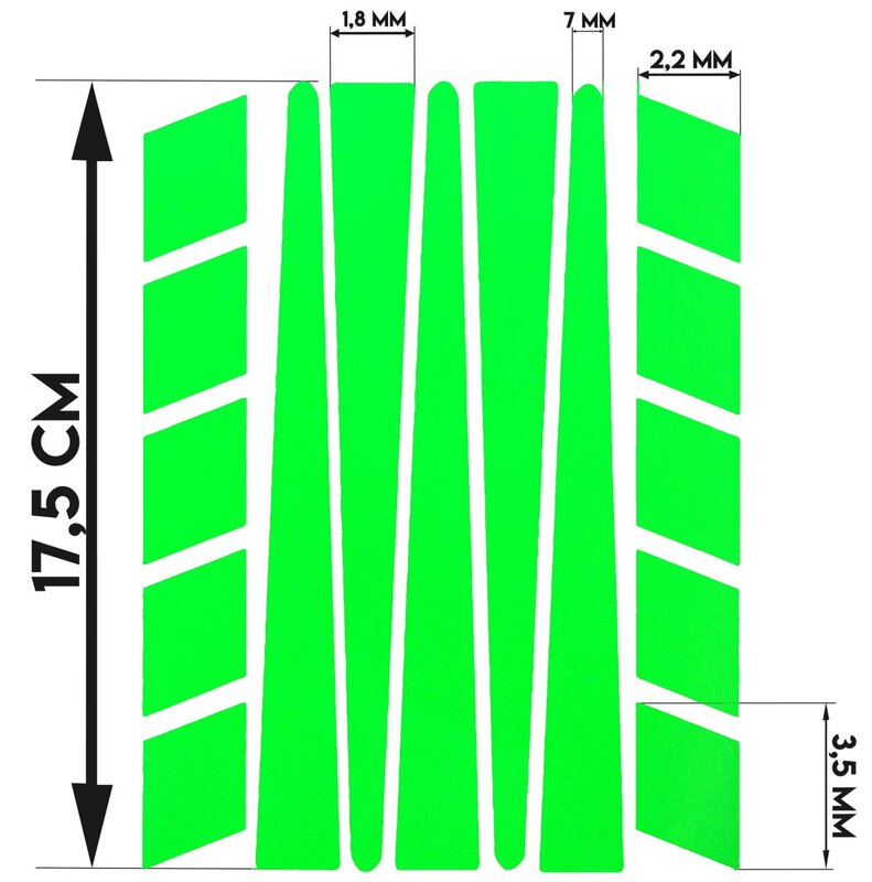 Etiqueta engomada verde fluorescente en forma de tira plano extremo