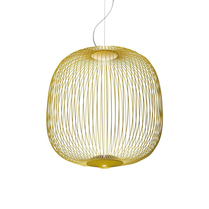 Nordic light luxury spoke chandelier art iron birdcage LED creative villa lobby living room dining line chandelier