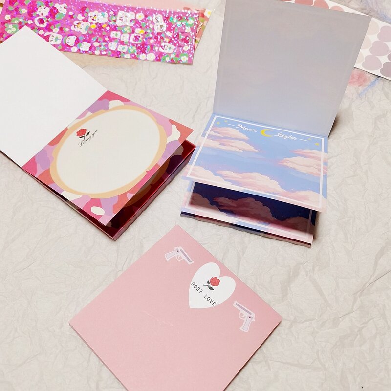 50 Sheets Romantic Pink Rose Memo Pad Scrapbooking DIY Kawaii Notepad Diary Message Memo Sheets School Supplies Stationery