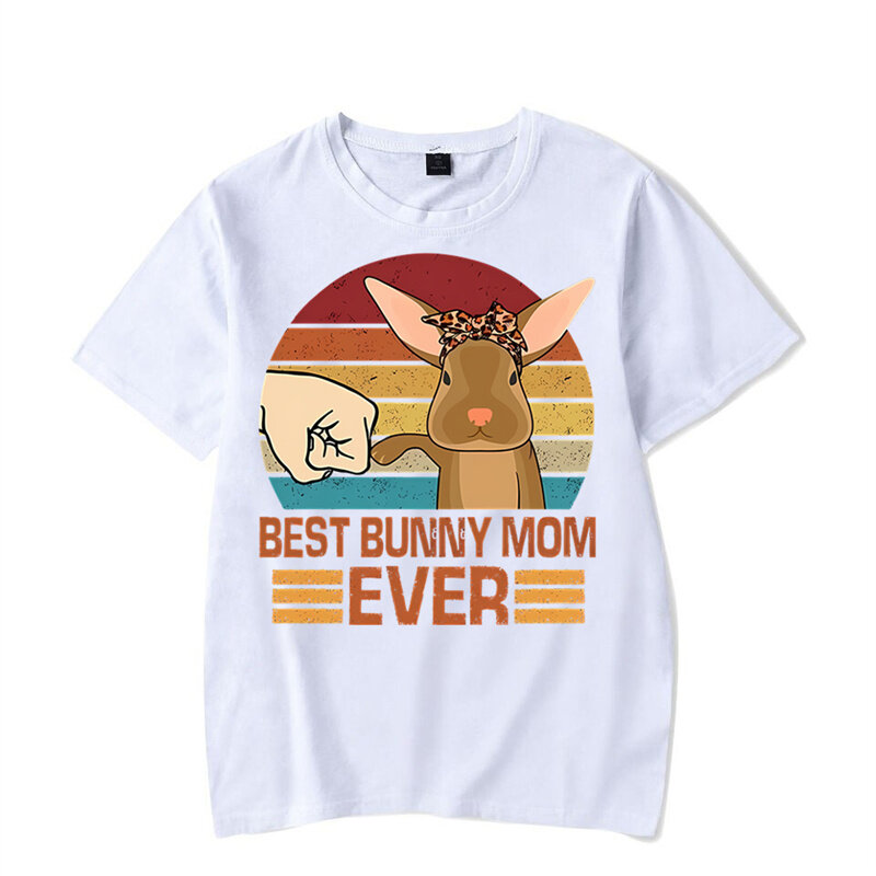 최고의 토끼 엄마 적 그래픽 티셔츠 여성 의류, Kwaii Funny Tees Tops Oversized Shirts 반팔 여성 티셔츠 옷