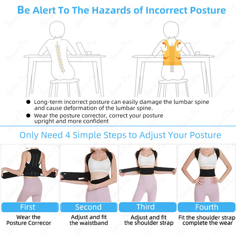 Corrector de postura para espalda, soporte de postura, masaje de hombros, alisador de espalda recta, corrección