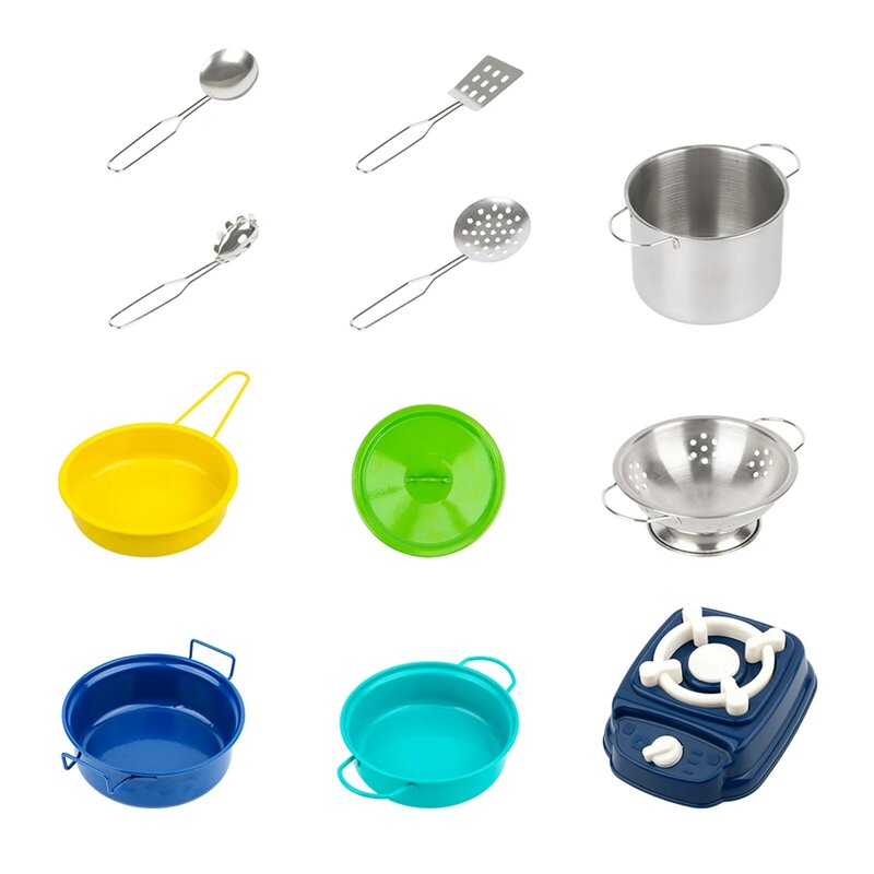 Детский набор для готовки и выпечки, кухонный набор для малышей, посуда из нержавеющей стали, кастрюли и сковородки, 37 шт., инструменты для выпечки для малышей с