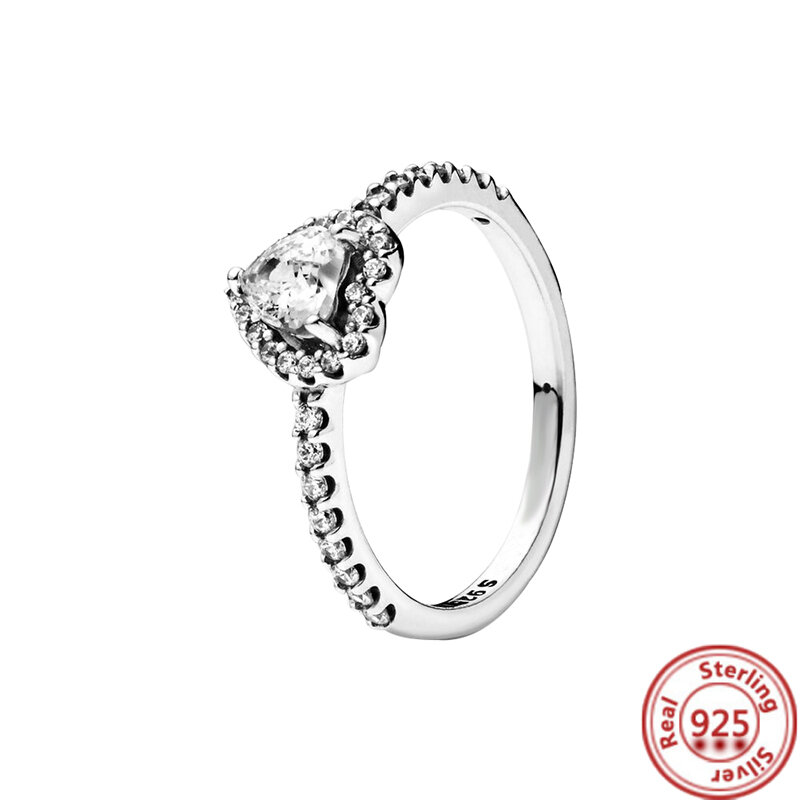 Autentico 100% 925 argento Sterling corona cuore fiore ala trasparente zircone scintillante CZ Pantaro anelli per le donne gioielli anniversario