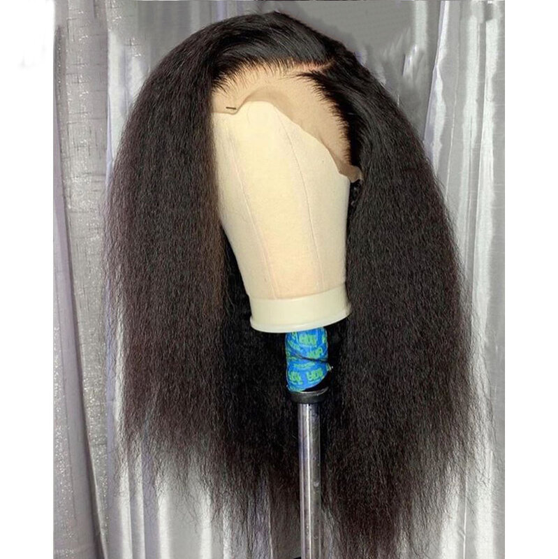 Yaki короткий Боб курчавые прямые 180 плотные синтетические кружевные передние парики для черных женщин естественная линия волос с BabyHair без кл...