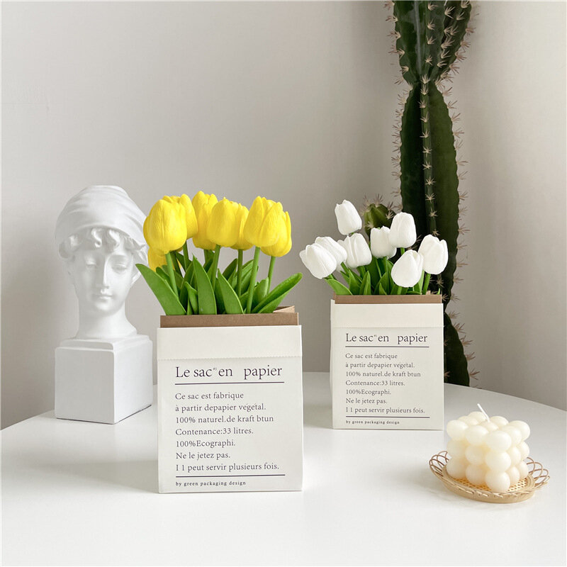 Ins สไตล์ Tulip Bouquet ความคิดสร้างสรรค์ Nordic ตกแต่งบ้านดอกไม้เทียมกระดาษชุดคริสต์มาส