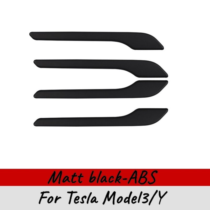 Pegangan pintu mobil, untuk Tesla Model 3 2021 Model Y Aksesori penutup pintu Model pasta 3 serat karbon ABS tiga 4 buah/set