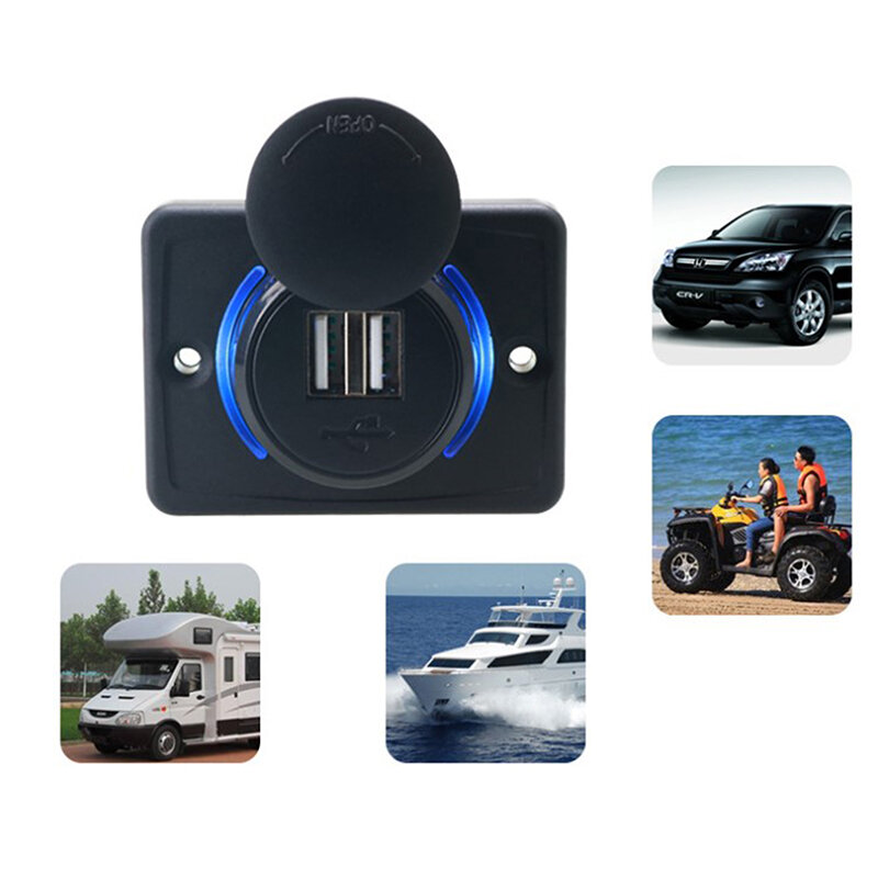 Chargeur universel pour véhicule 12-24V 3.1A, 1 pièce, double USB, accessoires pour voiture, Bus, bateau
