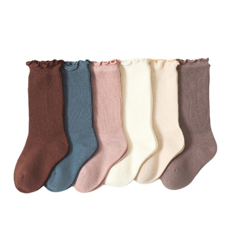 Calcetines de algodón liso hasta la rodilla a rayas para bebés, calcetín largo, otoño, 2022
