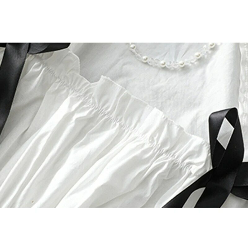 Corset curto cintura branca camisas femininas primavera verão novo design gola quadrada bolha manga arco blusa feminina topos tribunal estilo