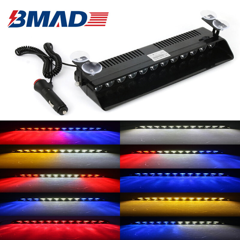 BMAD 경찰 LED 스트로브 점멸등, 자동차 비상 경고등, 트럭 빨간색 파란색 호박색 흰색, 자동차 조명 어셈블리