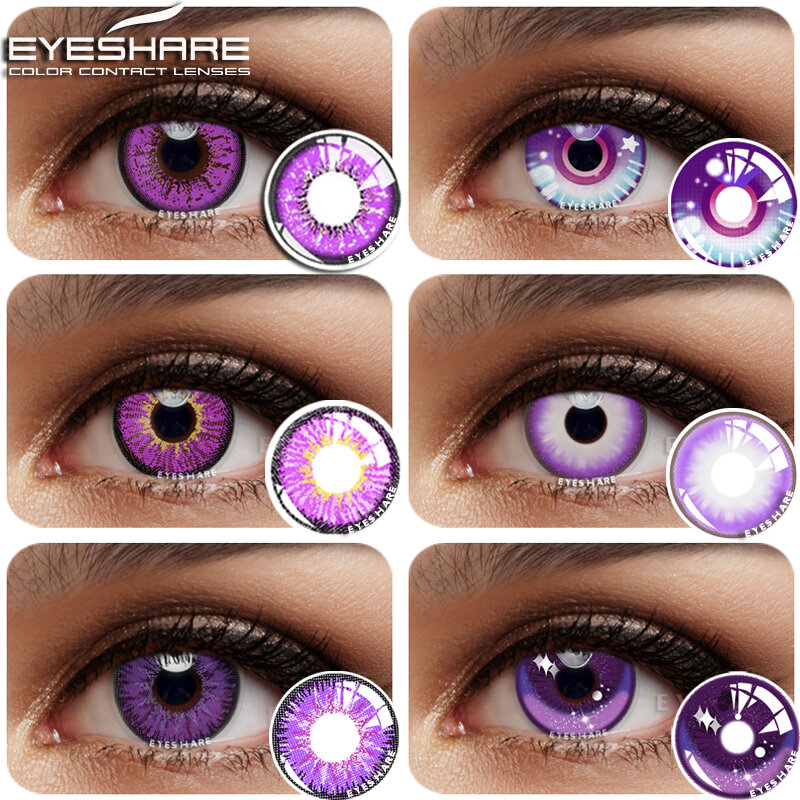 EYESHARE คอสเพลย์สีคอนแทคเลนส์สำหรับ Eyes Beauty แต่งหน้าฮาโลวีนสีฟ้าสีม่วงคอนแทคเลนส์ Eye เครื่องสำอาง...