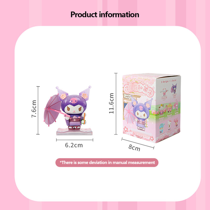 Sanrio postacie pudełko z niespodzianką Kuromi Cinnamoroll Hello Kitty Melody Pocahcco rysunek zabawki kwiaty i owoce kolekcja lalek śliczne