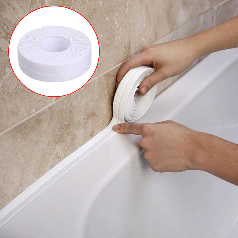 1M/3.2 Meters Bathroom Shower Bathtub Sealing Strips Tape PVC Kitchen Sink Waterproof Mildew Proof Wall Corner Caulk Strip Tapes