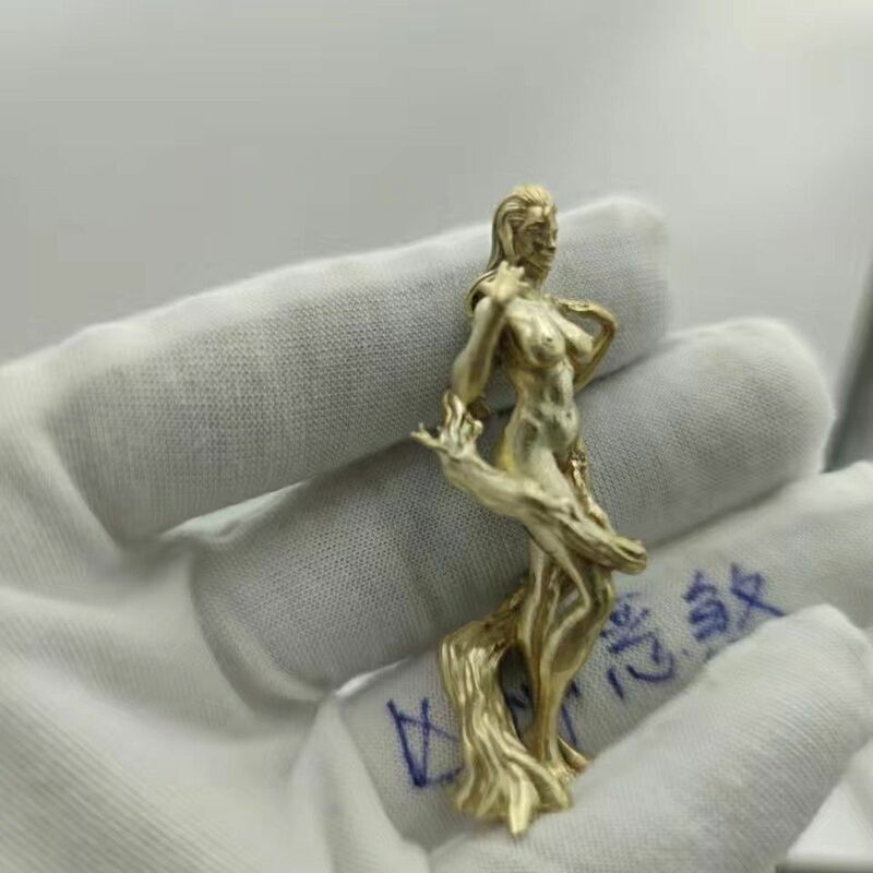 Porte-clés pendentif en cuivre pur, double aile, Meizu, nu, art corporel, beauté, ornements purs