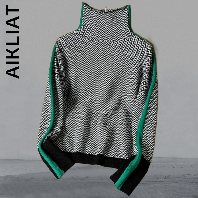 Aikliat New Turtleneck Knitted Women Sweater Cheap Warm Women's Sweater Chic Korean Sweaters Ladies Pullover Sweet Clothes