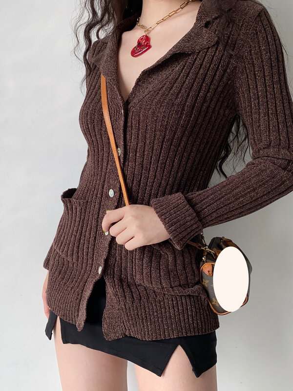 2022 nuova moda primavera autunno donna maglione Cardigan Casual medio lungo Design femminile cappotto lavorato a maglia Cardigan maglione Lady top