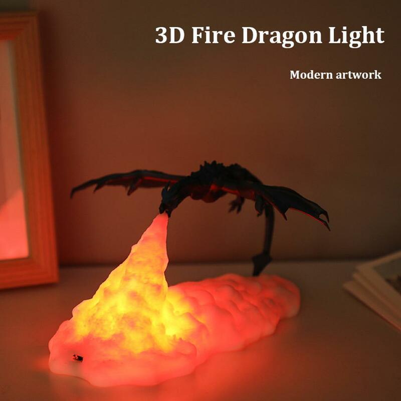 Creatieve 3d Printen Vuurspuwende Drakenlampen 3d Gedrukt Led Nachtlampje Oplaadbaar Voor, 5.3X5.3X6.3 Inch