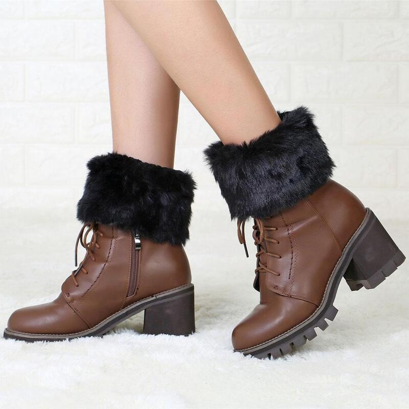 Mulheres inverno malha boot cuffs pele malha crochê toppers mais quente meias aquecedores guarnição botas leggings feminino perna meias k4a4