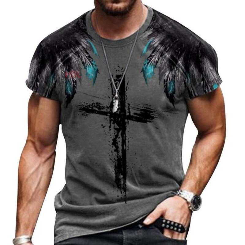 Camiseta con estampado de bandera americana para hombre, ropa de calle de gran tamaño con cuello redondo, de verano, 2022
