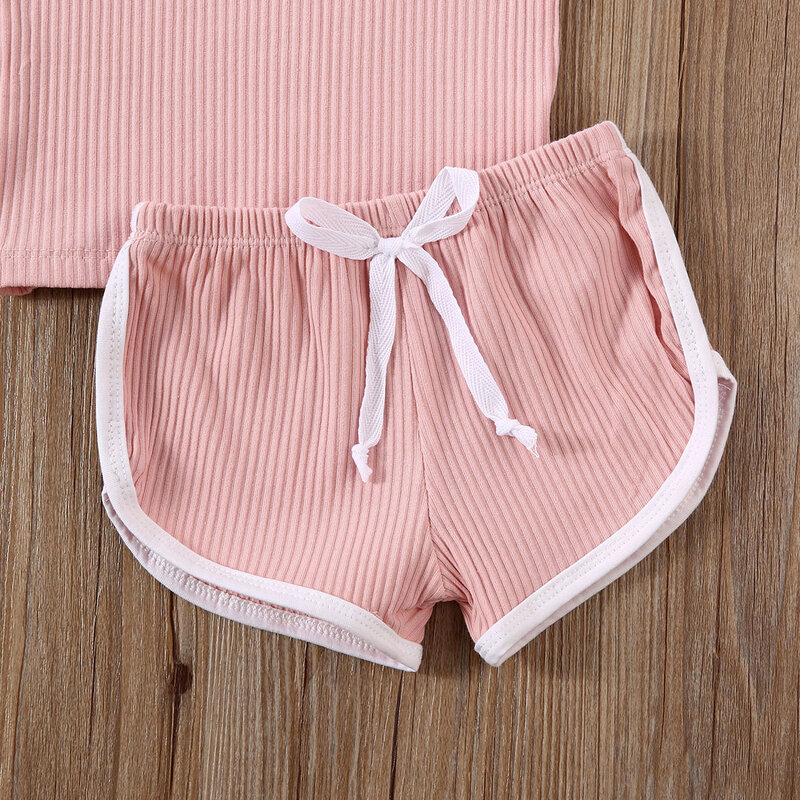 Ensemble de vêtements d'été pour bébés filles et garçons, pull à manches courtes à volants, t-shirts et Shorts solides, nouvelle collection 2020