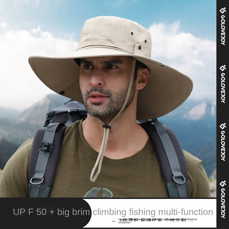 Topi Nelayan Warna Di Musim Panas Pria Perlindungan Matahari dan Perlindungan UV Pinggiran Besar Topi Memancing Luar Ruangan Tahan Air Cepat Kering