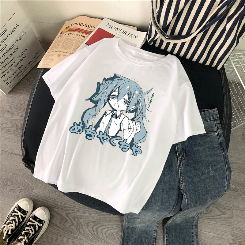 Anime damskie t-shirty Manga nadruk liter koszulka z krótkim rękawem Harajuku letnia moda kobieta bluzki 2022 y2k ubrania topy