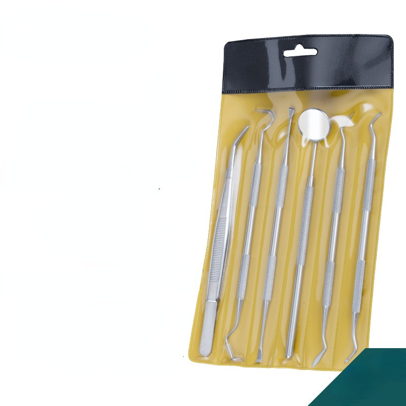 3-6pce Set specchio dentale in acciaio inox dentista dentale Set di strumenti preparati sonda Kit per la cura dei denti strumento pinzette zappa falce