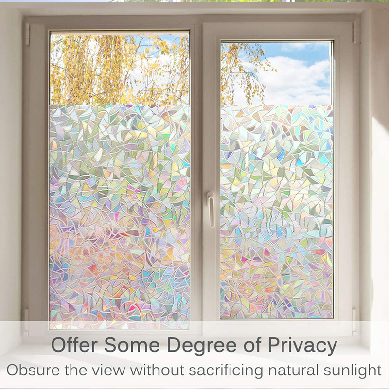 Película de privacidad de ventana estática, calcomanías de ventana 3D, pegatinas de ventana, película de ventana de arco iris para Control Anti UV