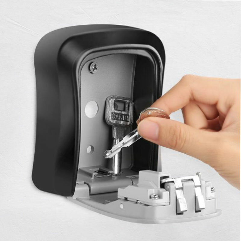 Weatherproof Wall-mounted Key Safe Password Key Box Key Lock Box No4 Combination Key Storage Lock Box Indoor and Outdoor