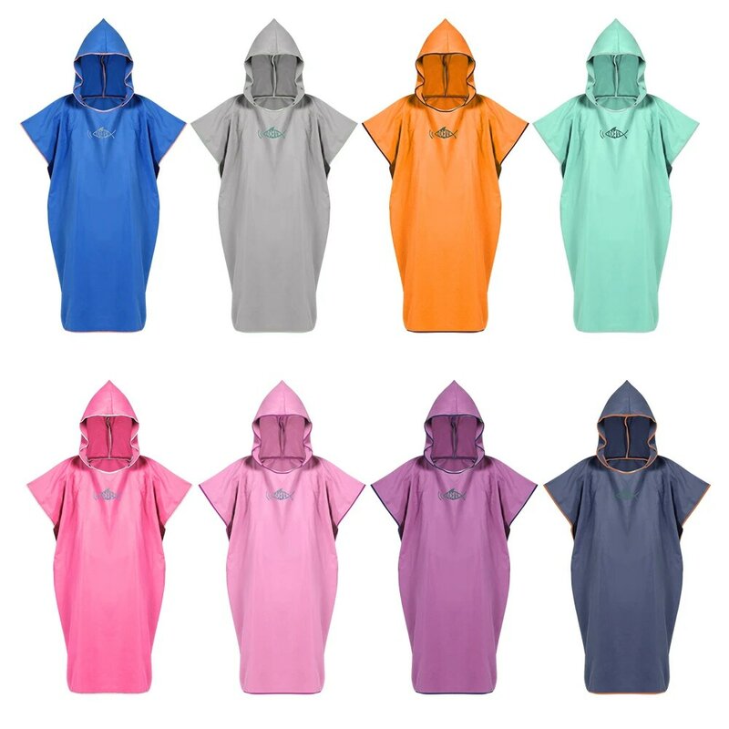 1 Pcs Women Men Quick-Dry Microfiber Unisex Beach Changing Towel Surf Poncho Robe with Hooded Wetsuit for Swimming Bathing