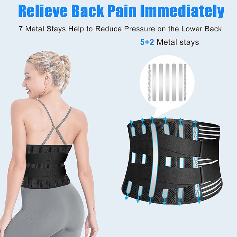 Cinto de apoio de compressão de cintura respirável malha anti-skid cinta lombar para homens mulher cintura alívio da dor nas costas, escoliose ciática