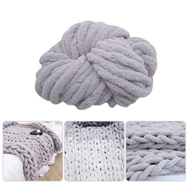 Manta de hilo de lana de chenilla hecha a mano, manta de lana gruesa, suave y cálida, accesorios de fotografía DIY, manta grande, cama, sofá