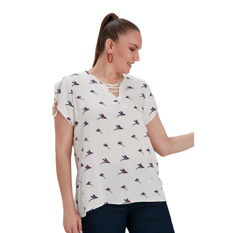 Женская блузка Fierte с коротким рукавом и V-образным вырезом, большого размера