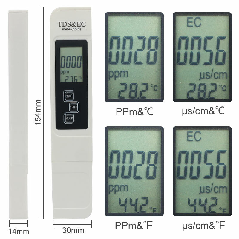 물 TDS 테스트 펜 휴대용 수질 모니터 옵션 EC 전도도 테스터 비료 농도 측정기, 수질 농도 측정기