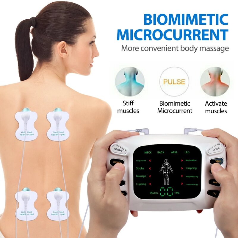 Électrostimulateur de physiothérapie TENS, appareil électrique à 2 canaux de sortie, Stimulation musculaire professionnelle, Massage par ondes de choc pour le corps