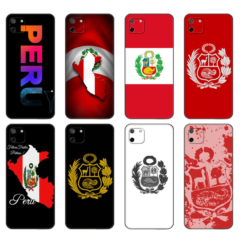 Funda de tpu negra para OPPO Realme C11, Realme C 11 Realme C11, RMX2185, parachoques, bandera de Perú