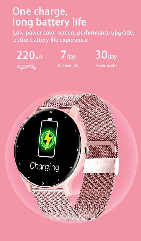 Neue Smart Uhr Frauen Fitness Tracking Herz Rate Blutdruck Volle Touchscreen Wasserdichte Uhr Sport Damen Smartwatch Beste