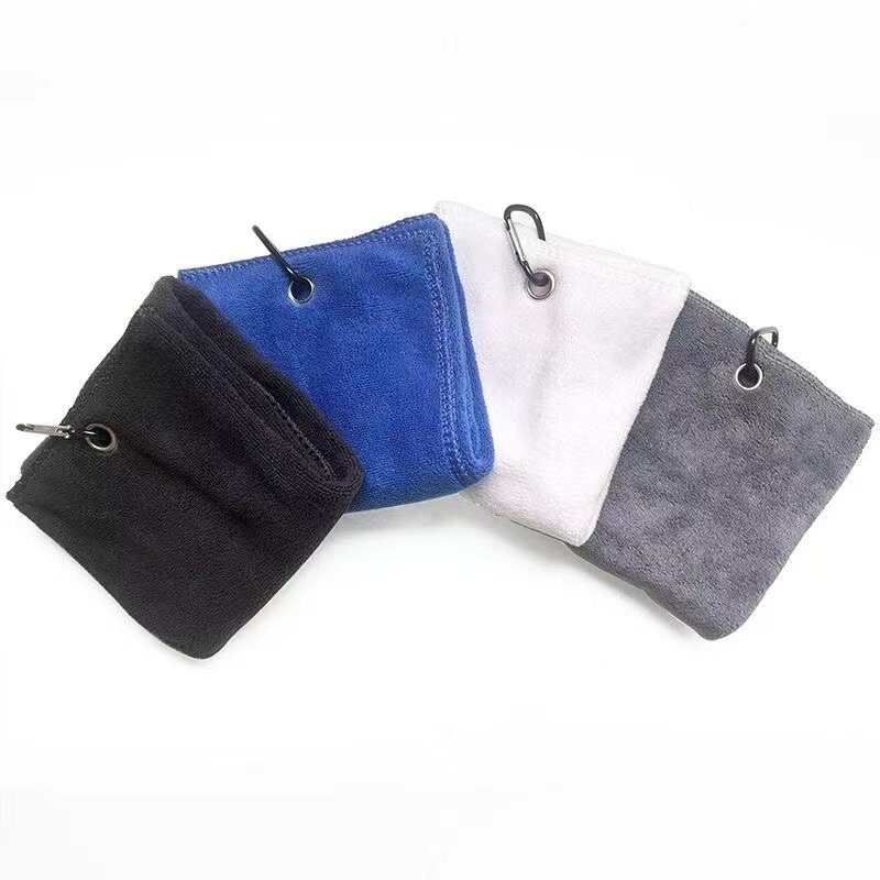 Microfiber Golf Towel 40X40cm Golf Towel Hook and Loop Fastener The Convenient Golf Cleaning Towel Black Grey Blue White New