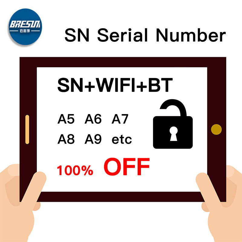 Sn a6 a7 a8 a9 número de série para ipad ar 1 2 ipad mini 2 3 2019 2018 pro10.2 a1474 sn wifi bt endereço para ipad códigos de ativação