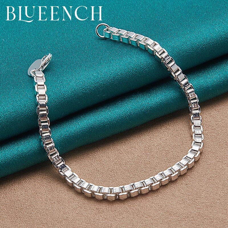 Blueench 925 prata esterlina pulseira de corrente quadrada para mulheres hip hop punk europeu e americano personalidade jóias
